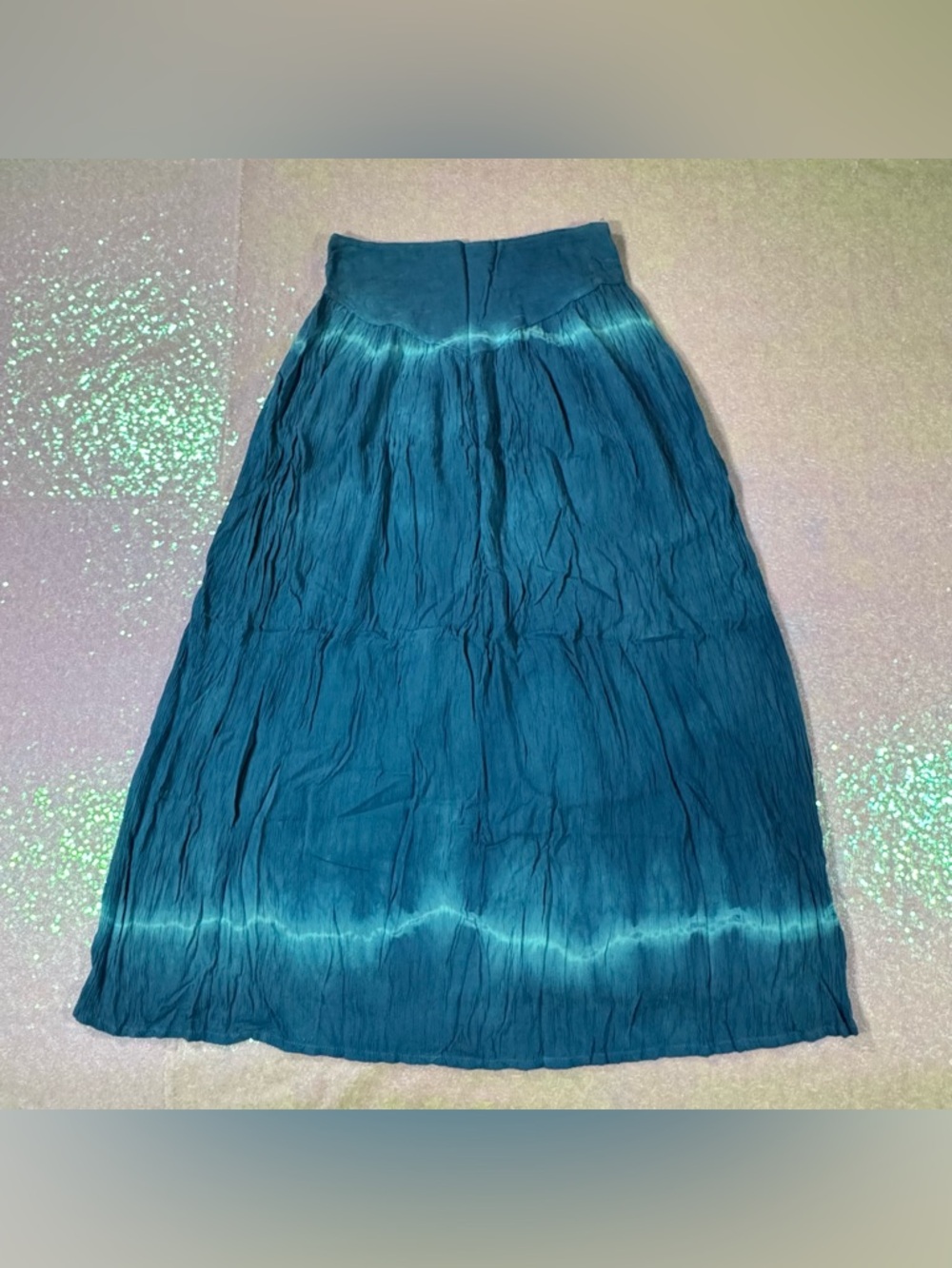 Blue Tie Dye Crinkle Maxi Skirt ★彡